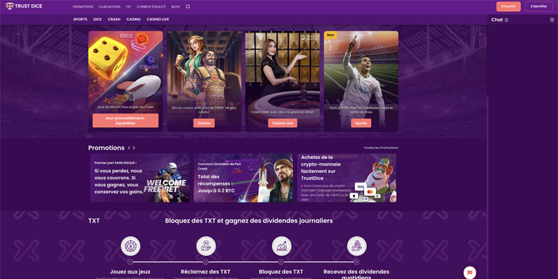 Screenshot Trustdice-Schnittstelle.
